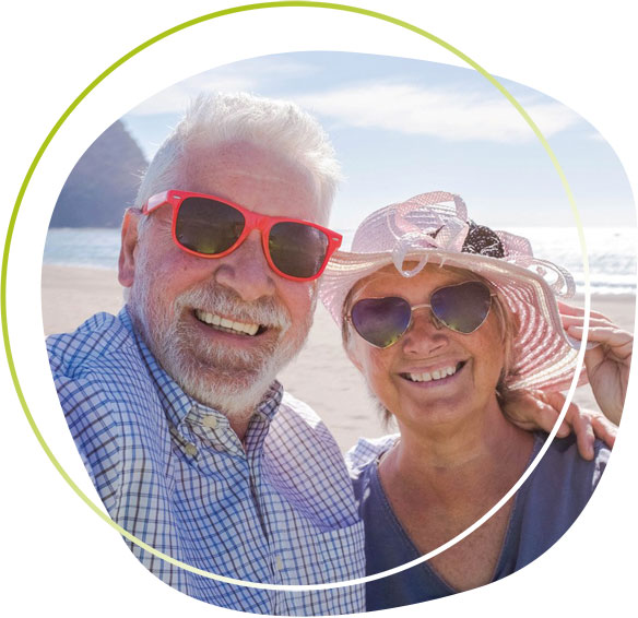 Older couple on beach holiday